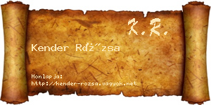 Kender Rózsa névjegykártya